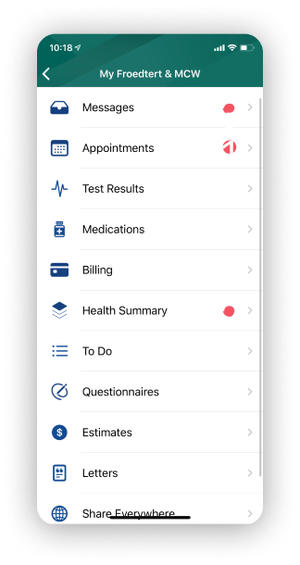 Mobile healthcare application screen