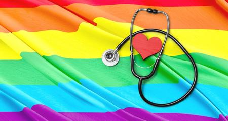 Stethoscope on a rainbow flag