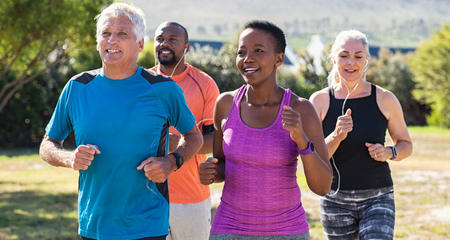 exercise group running outdoors
