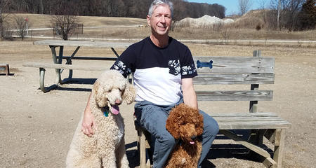Bob Foster, Patient, and his dogs