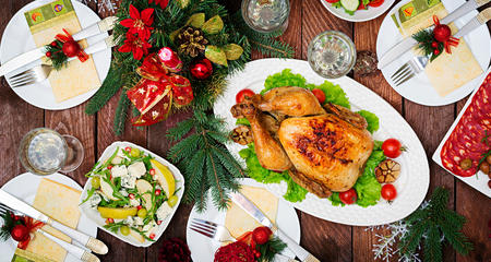 Holiday feast on a table.